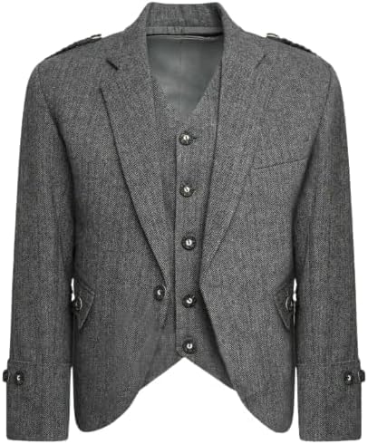 Scottish Grey Argyle Highland Kilt Jacket and Waistcoat