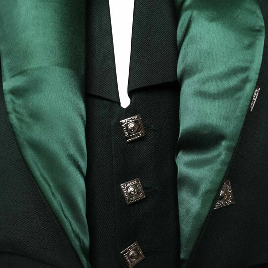 New Scottish Prince Charlie Kilt Jacket & Waistcoat Wedding Attire Regular Green